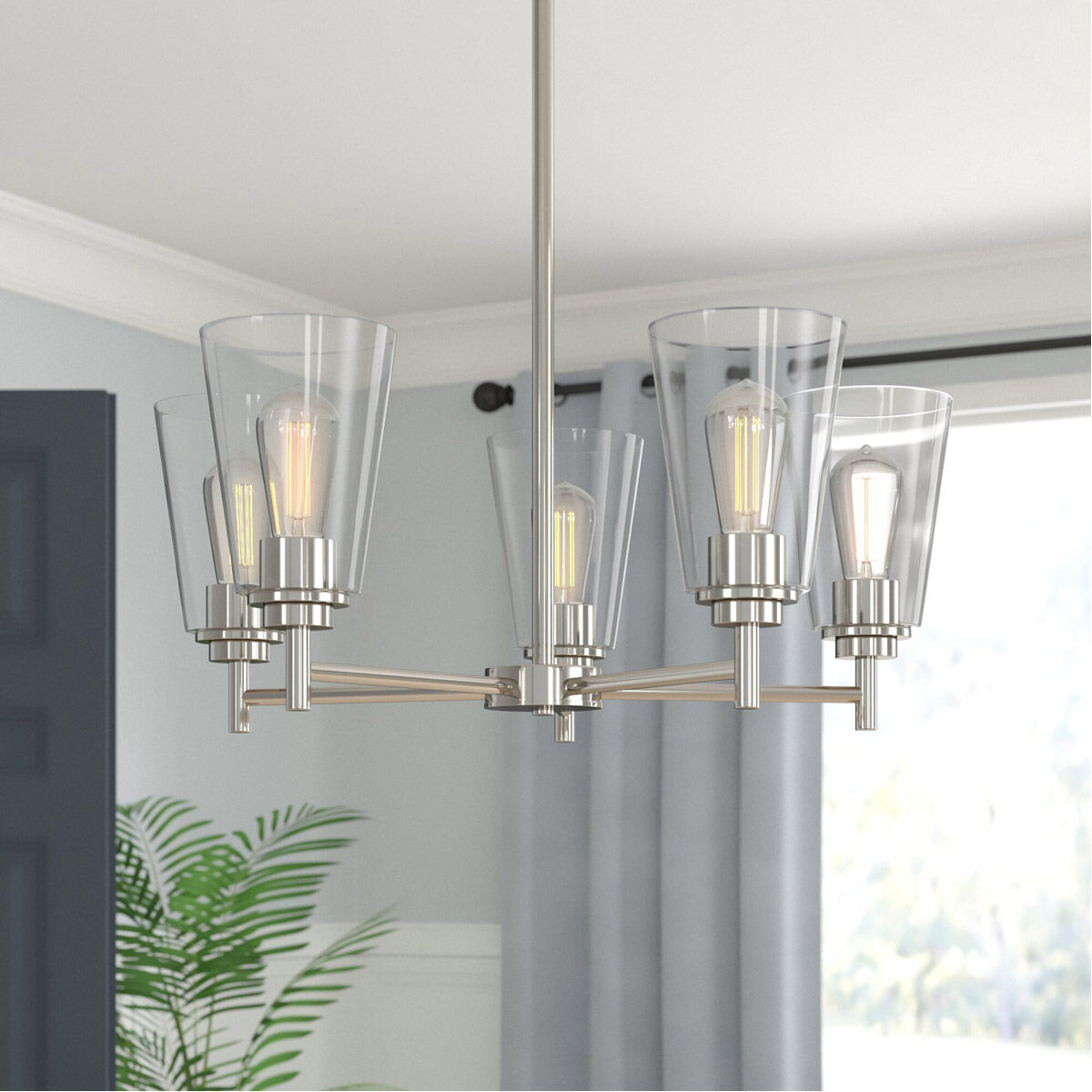 Westin 5 Light 24 inch Satin Platinum Chandelier Ceiling Light